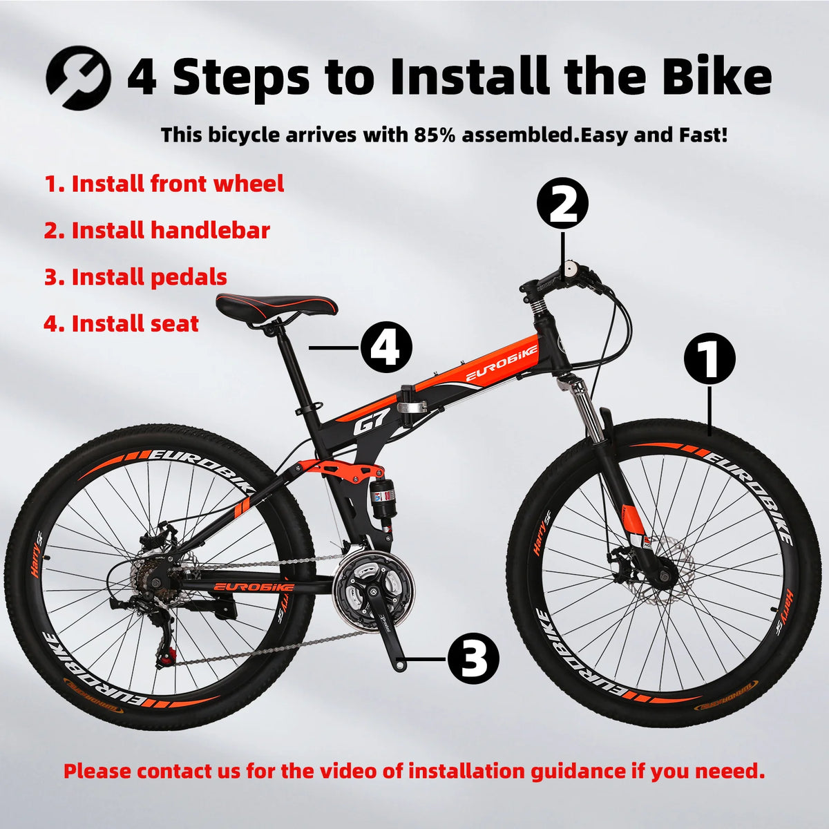 Eurobike 27.5" Full Suspension Folding Mountain Bike Foldable Frame Bicycle Disc Brakes Men or Women Bikes - Product image 12